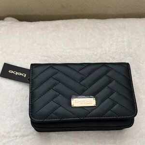 Bebe Black Chevron Quilted Wallet